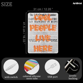 Artlast Cool People Live Here Neon Sign for Wall Decor Orange Words Neon Light Cool People Led Light Up Sign for Bedroom Home Bar Party Decoration