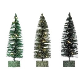 Creative Co-op 6.5" Bottle Brush Trees w/LED Lights Set of 3