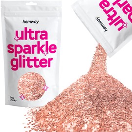 Hemway Premium Ultra Sparkle Glitter Multi Purpose Metallic Flake for Arts Crafts Nails Cosmetics Resin Festival Face Hair - Rose Gold - Extra Chunky (1/24" 0.040" 1mm) 100g / 3.5oz