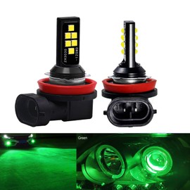 SOCAL-LED LIGHTING 2x H11 H8 LED Fog Light Bulb for Powersports Advanced 3030 SMD Bright Colorful Daytime Running DRL Lamp, Green