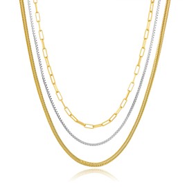HolidayQbee Gold & Silver Two Tone Necklace - Fashion Choker Chain with Toggle Link