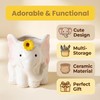 dgudgu White Elephant Pen Holder Ceramic Desk Organizer Cup Pencil