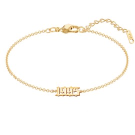Glimmerst 18K Gold Plated Stainless Steel Birthday Year Number Bracelet Memorable Anniversary 1995 Year Bracelet for Women