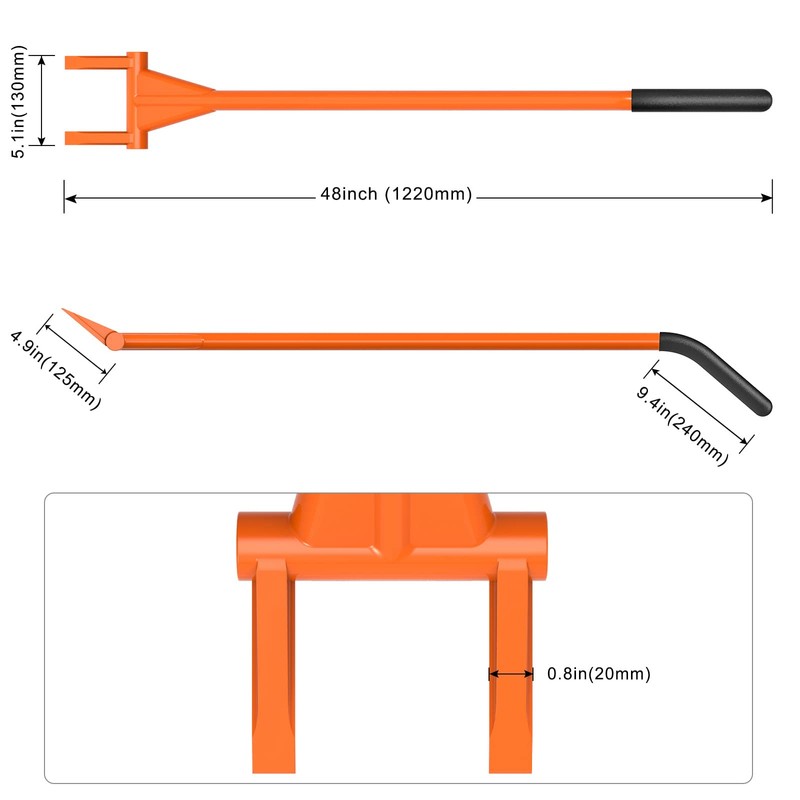 Dolibest 48'' Demo Bar 2-Tine Wrecking Bar, Heavy Duty Pallet