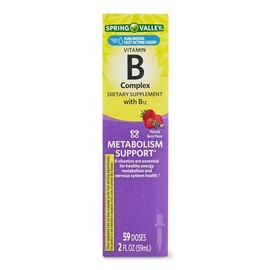 4 TOP CARE Vitamin B Complex Dietary Supplement with B12, Berry Flavor, 2 fl oz