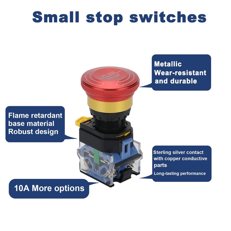 Emergency Stop Button with Box,10A 440V Emergency Shut Off Switch,