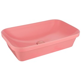 TREATLIFE HOME Oval Self-Rimming Ceramic Bathroom Sink, Modern Design for Above Counter Installation, Elegant Pink Finish