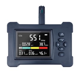 3.2-inch CO2 Detector/TVOC/Formaldehyde/PM2.5/PM10/Temperature/Humidity/AQI Tester Intelligent Air Quality Detector Tester (Whtie)