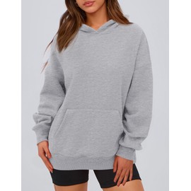 PRETTYGARDEN Womens Oversized Hoodies Fleece Hooded Sweatshirts Long Sleeve Pullover Tops 2025 Fall Outfits Winter Clothes (Grey,Medium)