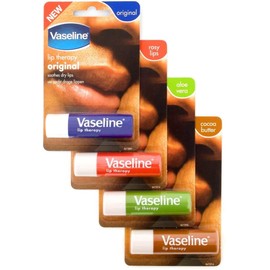 Vaseline Lip Therapy Stick with Petroleum Jelly (Original, Aloe Vera, Rosy Lips, Cocoa Butter)- 4pk