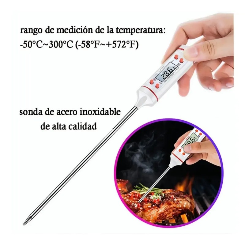 Termometro Digital Cocina Carne Reposteria Chcolate Comida Blanco