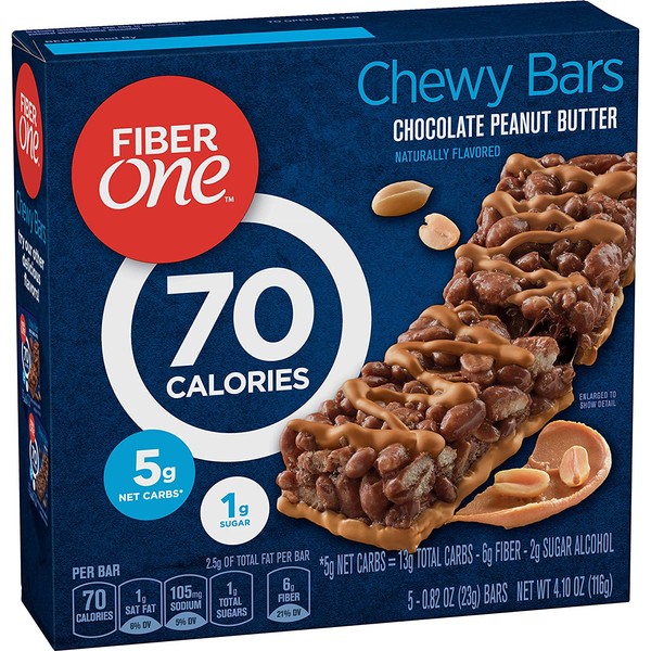 Fiber One 90 Calorie Bar Chocolate Peanut Butter 5 - 0.82 oz Bars