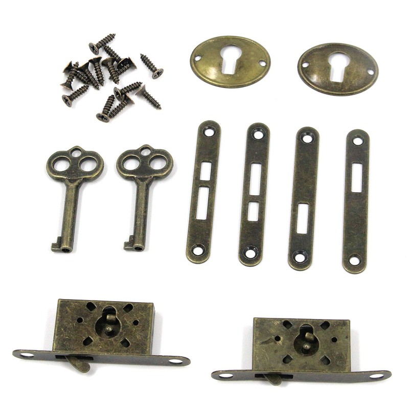 Coshar Small Bronze Antique Lock Mortise Chest Lock Decorative Lock