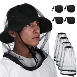 Mellbree Mosquito net head protection, premium mosquito net hat for insects, one-piece storage design, extra large size, ultra-fine net, suitable for camping, fishing, gardening and other, black