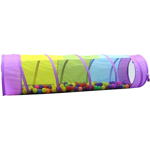 Kiddey Multicolored Play Tunnel for Kids (6’) – Crawl and Explore Tent, with See Through Mesh Sides, Promotes Healthy Fitness, Early Learning, and Muscle Development – Balls NOT Included