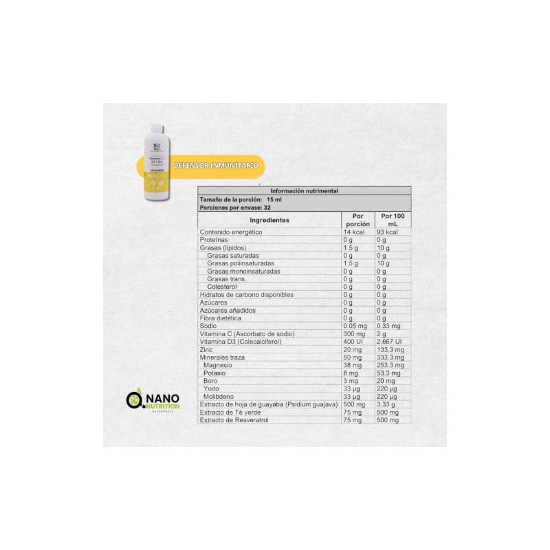 Vitamina C + D3 + Zinc | Suplemento Líquido de