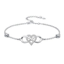 Dorunmo Infinity Heart Bracelet 925 Sterling Silver Infinity Love Bracelets for Women Birthday Jewelry for Wife