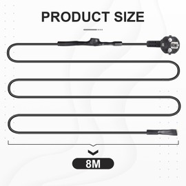 CPROSP 8 m Heating Cable 250 V 24 W/m, Frost Protection Water Pipe Heating Tape, Heating Cable with Protective Contact Plug, Gutter Heating Frost, Ice-Free Heating Cable with Thermostat for Water