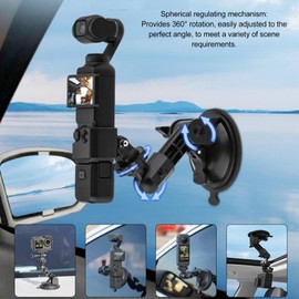POENVFPO Multi Functional Car Suction Cup Camera Mount 360 Degree Rotation for OSMO POCKET3, Ball Joint Adjustment Mechanism, for Action/Sports Photography
