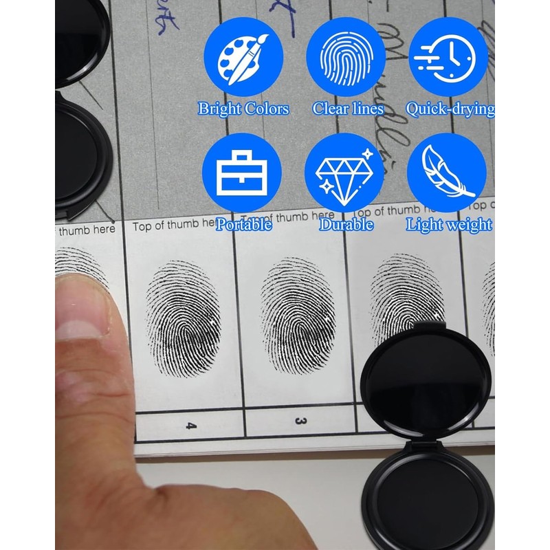CULEB Pack of 2 Professional Fingerprint Ink Pads, Portable Stamp