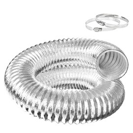 Flexible 4-Inch Aluminum Ducting, Dryer Vent Hose, Heavy-Duty Three-Layer Protection, 25-Feet Long for Heating Cooling Ventilation & Exhaust, Silver