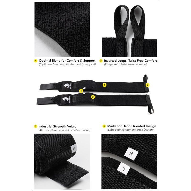 Fitgriff® Wrist Wraps + Lifting Straps Set - for Fitness,