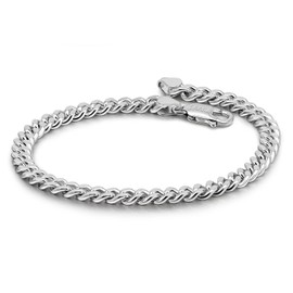 Men Sterling Silver Cuban Link Chain Bracelet Woman Italian 3MM 4MM 5MM 6.3 "6.7" 7 "7.5" 8 "8.5" 9 "Solid 925 Silver Bangle For Teen Boy Cuff Jewelry Gift (5MM, 8.5 inches)