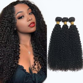 KODRHAR Brazilian Jerry Curly Human Hair Bundles 18 20 22 Inch Jerry Curly 3 Bundles Human Hair Hair Extensions Bundles Natural Black