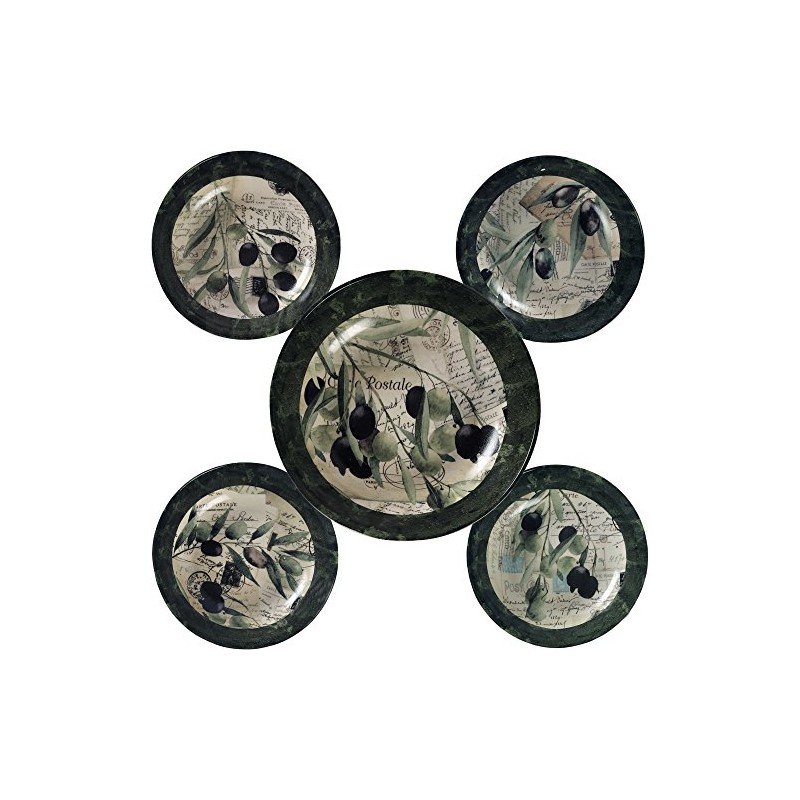 Certified International Fresh Herbs Set Olivia 5 Piece Pasta Bowls,