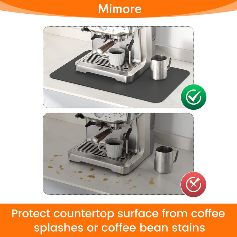 Mimore Coffee Mat - 16x24 Inch Grey Countertop Mat -