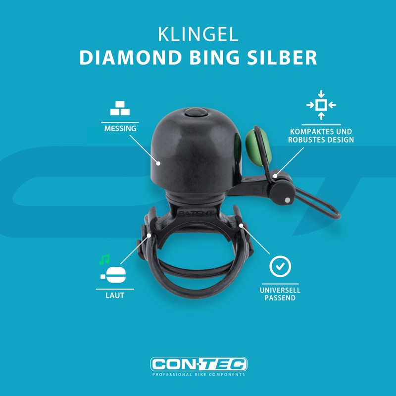 CONTEC Bike Bell Diamond Bing Bike Bell Rubber Ring 26mm