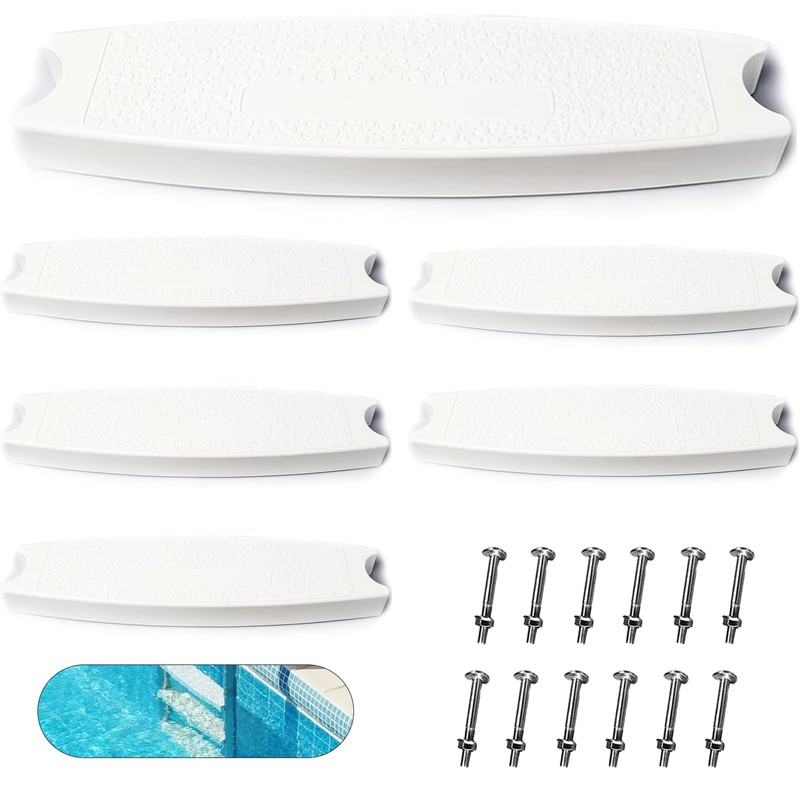 TonGass (6-Pack, White) 18" Universal Swimming Pool Ladder Rung Step