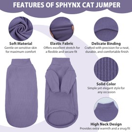 Hjyokuso Hairless Cat Sweater, Sphynx Cat Clothes, Kitten Clothes, Breathable Sweaters Cats, Kitten Pullover Sleeves, Cat Jumpers Cats Only, Cat Clothes Sphynx, Cornish Rex, Devon Rex, TaroPurple