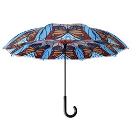 Galleria Reverse Close Stick Umbrella Stained Glass Butterfly Stick