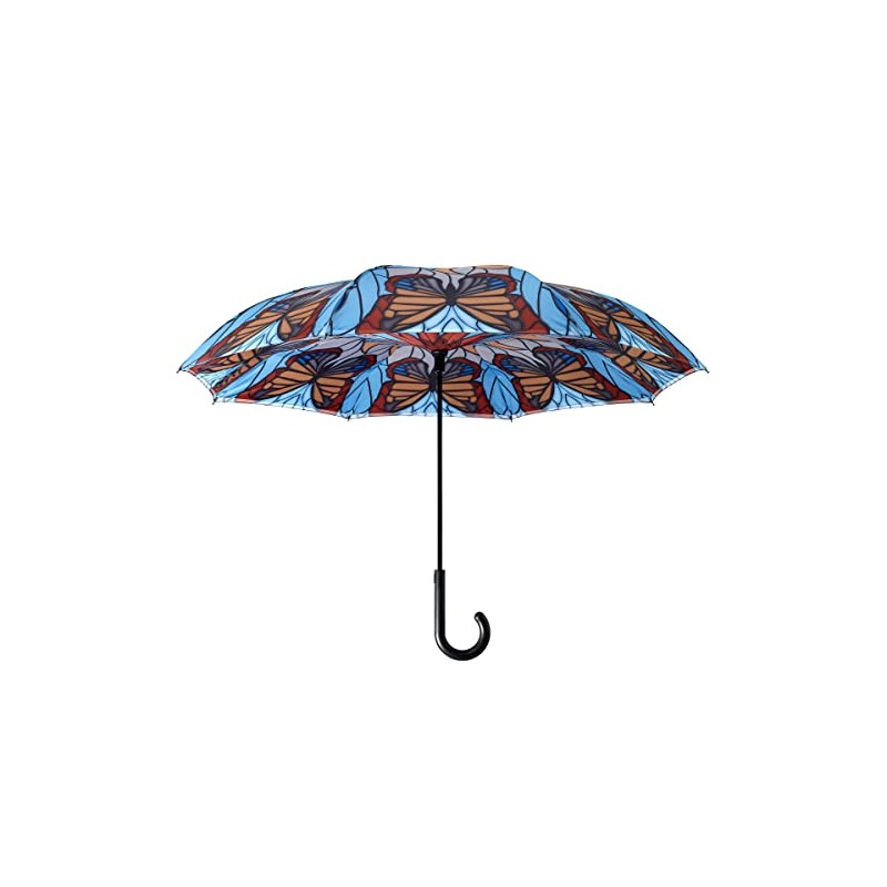 Galleria Reverse Close Stick Umbrella Stained Glass Butterfly Stick