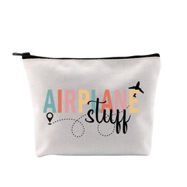 G2TUP Travel Lover Gift Travel Is My Therapy Makeup Bag Adventure Lover Zipper Cosmetic Bag Traveler Themed Gift World-Wide Traveler Zipper Bag (Airplane Stuff MB)