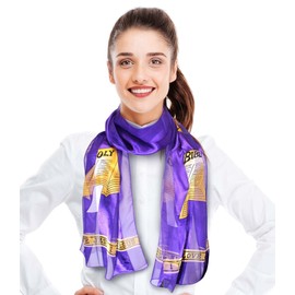 CBC Crown Women's Lightweight Easter Bible Prayer Hands Silk Feeling Satin Striped 13"x60" Fashion Scarf (Pray & Bible - Purple)