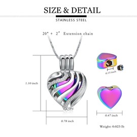 AIWENXI Heart Urn Ash Necklace for Women Men Memorial Ashes Keepsake Loved Human Cremation Jewellery for People Pet Ashes, Stainless Steel