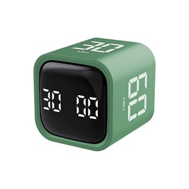 QUMOX Timer Cubo 5 10 30 60 Minuti, Timer Digitale Ricaricabile con Sensore di Gravità, Modalità Manuale, Vibrazione e 2 Livelli di Volume, Timer Portatile per Studio, Lavoro, Cucina (Verde)