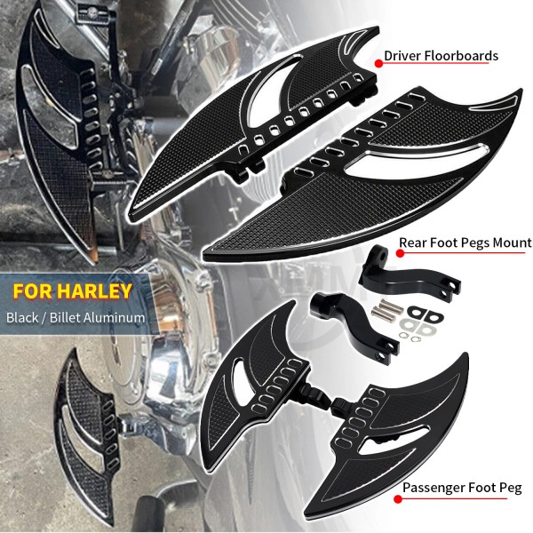 Unbranded Black CNC Driver Passenger Floorboards Kit For Harley Electra