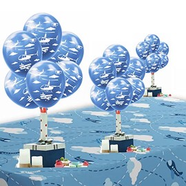 18pcs Airplane Theme Latex Balloons Airplane Cloud Balloons Airplane Party Decorations for Time Flies Plane Aviator Aircraft Adventure Themed Birthday Party Supplies