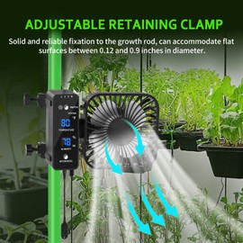 DAOTAILI 4" Grow Tent Fan with Auto Humidity Control | Quiet Oscillating Ventilation, Real-Time Temp & Humidity Monitoring for Hydroponics, Greenhouses & Indoor Gardens