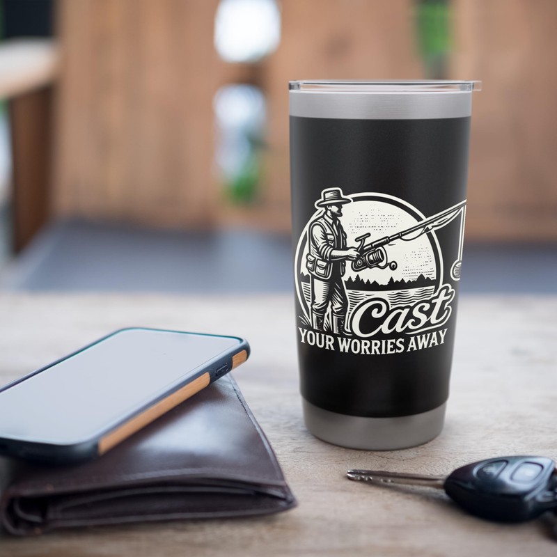 CAST YOUR WORRIES AWAY - Fishing, Bait on Fishing Pole