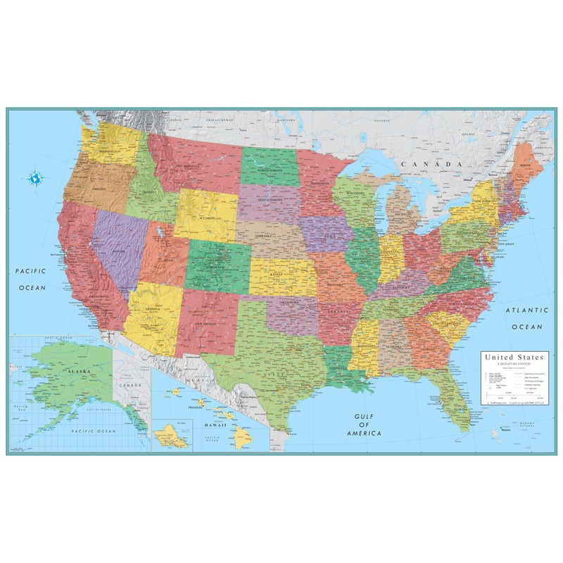RMC Classic United States USA and World Wall Map Set