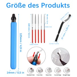 Deburring Tool Light Blue, Metal Deburring Tool 3D Print, with 10 Replacement Blades and 5 Diamond Files, Hand Deburrer, for 3D Printer, Plastic, Aluminium