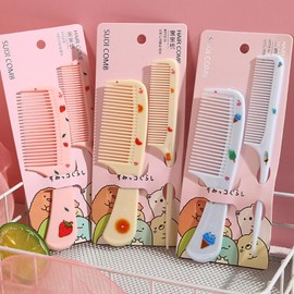 Toddler Comb Set,Small Cute Hair Comb,2 Piece Mini Hair Comb Set For Baby Girls Boys Kids Fine Tooth Comb Rat Tail Comb Portable Detangling Hair Comb Styling Comb Gift For Wet Dry (Pink Strawberry)