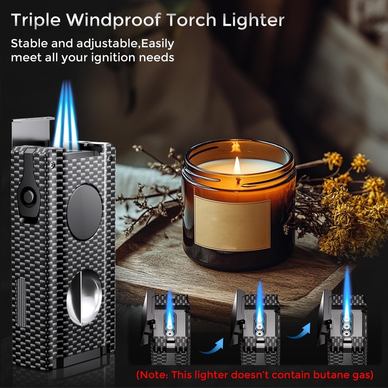 5-in-1 Torch Lighter, Built-in Multi-Functional Accessories, Punch, Draw Enhancer Tool,