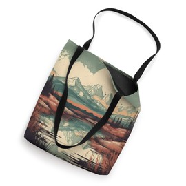 Lake With Snowy Peaks Vintage Landscape Graphic Tote Bag