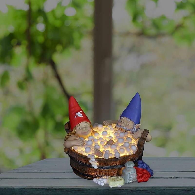 Garden Decoration Solar Garden Figures Foam Bath Gnome Statue Sculpture
