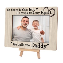 Cazhes Daddy & Son Picture Frame, Daddy & Son Gifts, Fathers Day & Birthday Gifts, Best Dad Ever Decor, Wood 4x6 Picture Frames for Desk Display - F12